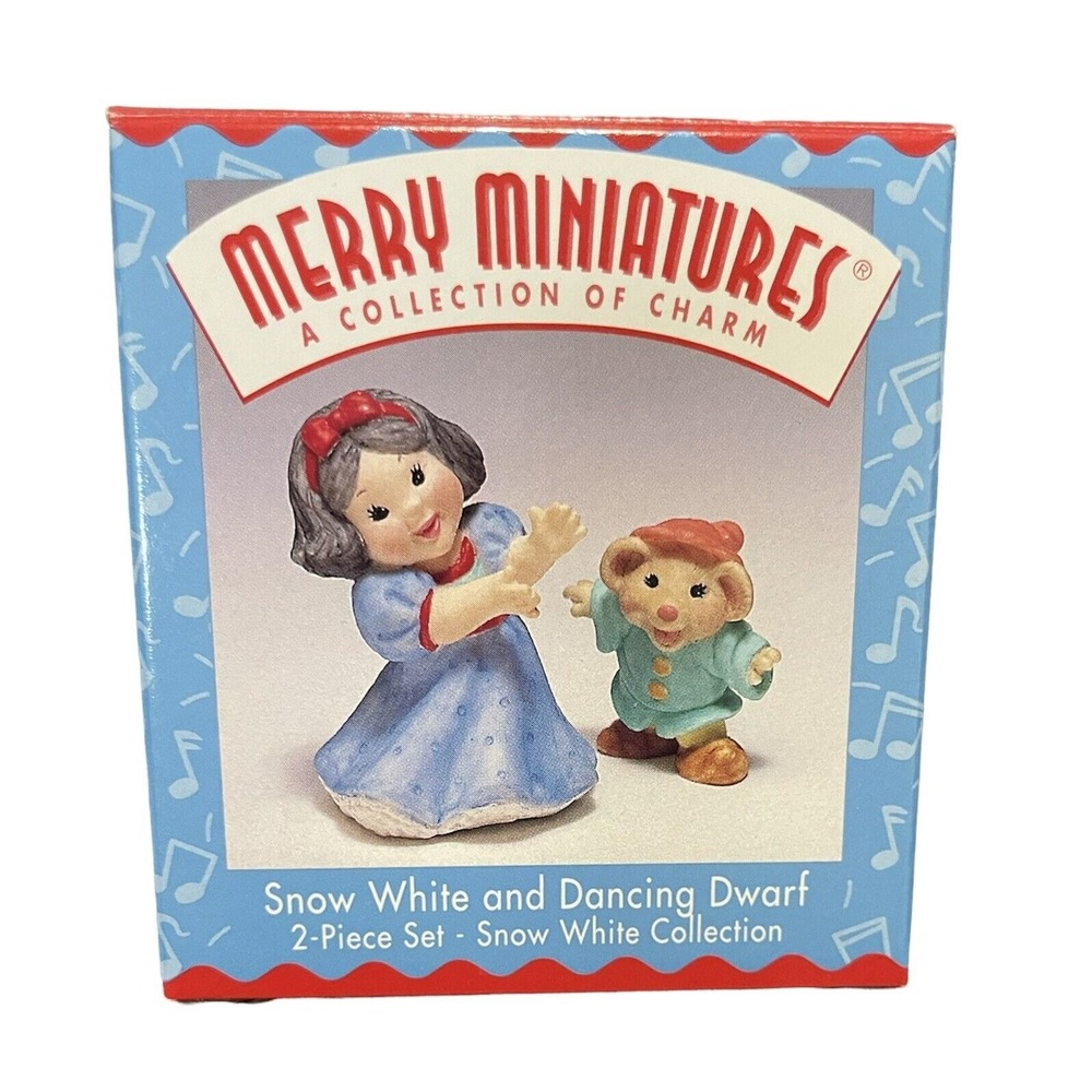 1997 Hallmark Merry Miniature Snow White and Dancing Dwarf 2 Piece Set